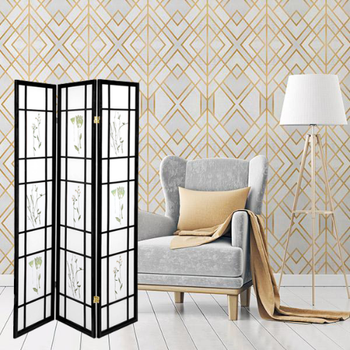 Rosy Brown Japanese Style Oriental Folding Room Divider Screen Room Separator Partition Wall Hardwood Shoji Small Flowered Black 3 Panels Japanese Style Room Divider 3 Panels Black Foldable Screen Partition Wall Separator