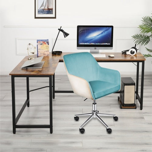 Cadet Blue Modern Vanity  Desk Chair Upholstered Adjustable Swivel Upholstered Modern Swivel Vanity Chair Adjustable Vanity Accent Home Office Soft Cushion Padded Seat