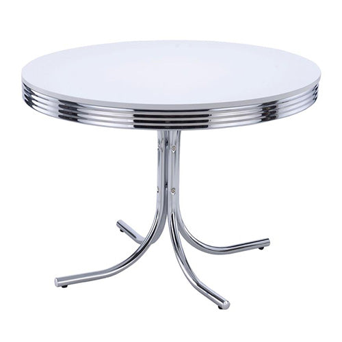 Retro Glossy Round Dining Table Living Room Dining Room Breakfast Traditional Chrome Plated Table with Chairs