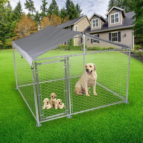 Large Breed 79'' Steel Dog Cage Metal Kennel With Weatherproof Roof Outdoor