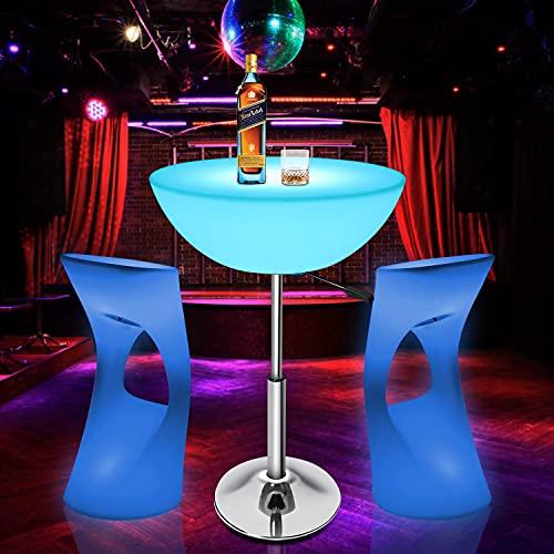 Adjustable Rechargeable LED Bar Stool Table Color Changing Nightlight Party Club Event Decor