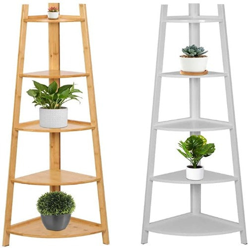 5-Tier Bamboo Plant Stand Wood Flower Pot Display Racks Shelf Heavy Duty Indoor Outdoor 