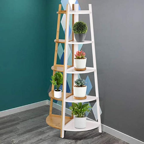 5-Tier Bamboo Plant Stand Wood Flower Pot Display Racks Shelf Heavy Duty Indoor Outdoor 