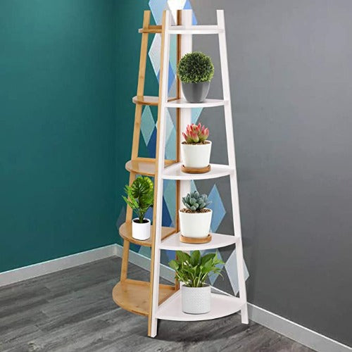 5-Tier Bamboo Plant Stand Wood Flower Pot Display Racks Shelf Heavy Duty Indoor Outdoor