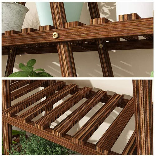 Dark Olive Green 4 Tier Pine Wood Plant Stand Indoor Outdoor Multi Tiered Tall Planters Flower Pot Shelves Display Rack Holder 4-Tier Pine Wood Plant Stand Flower Pot Display Racks Shelf Heavy Duty Indoor Outdoor Muti-tier