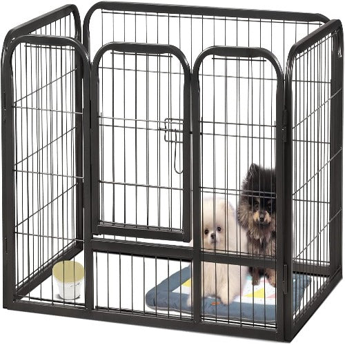Metal Puppy Fence - 4 Panels 24''H Heavy Duty Foldable Collapsible Portable Indoor Outdoor Kennel Pens Cage Gate Crate Playpen