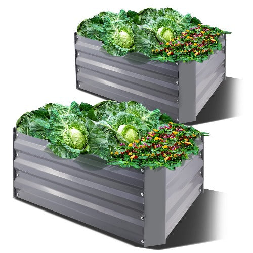 31.5'' Silver Steel Garden Bed Metal Raised Vegetable Planter Flower Square DIY