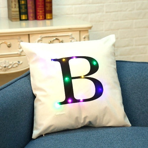 LED Alphabet Pillow Cover Light Throw Pillow Letter Case Party Event Indoor Decor