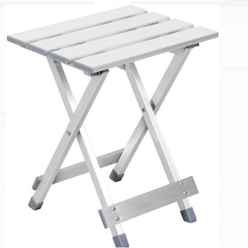 White Smoke Camping Table Small Ultralight Folding Table with Aluminum Table Set of 2 Small Foldable Camping Tables Ultra-lightweight Aluminum Outdoor Picnic BBQ Desk Seat