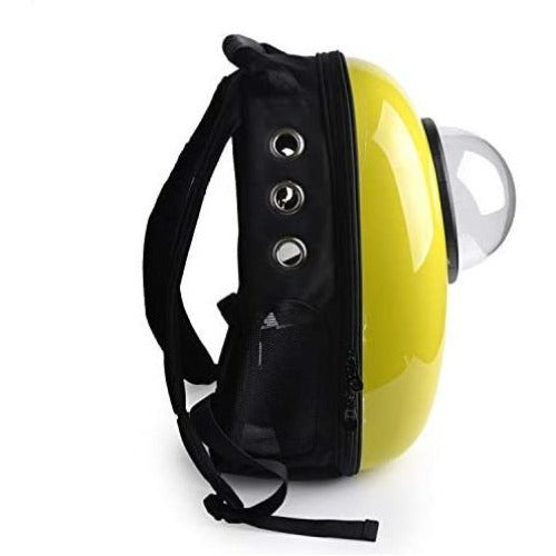 Black Portable Pet Transparent Bubble Backpack, Yellow Portable Pet Bubble Backpack - Yellow Transparent Small Dog Cat Transport Crate