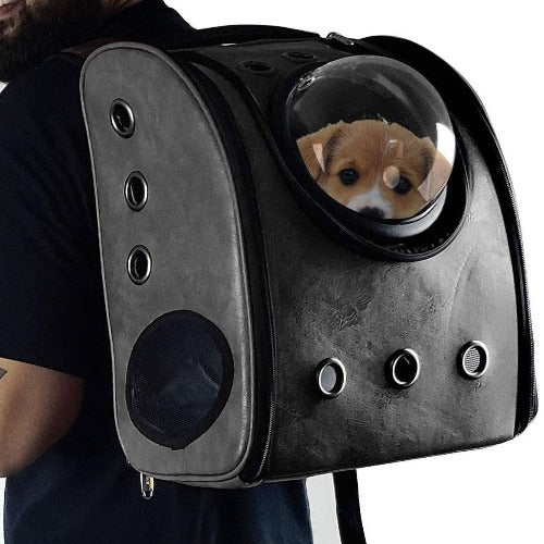 Dim Gray Portable Pet Transparent Bubble Backpack Handsfree Pet Transport Backpack Carrier Portable Puppy Dog Cat Small Animals Traveler Handbag