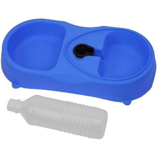Royal Blue Dual Pets Bowls with Non-Slip Base Dual Pet Bowls with Non-Slip Base Feeder Dispenser with Water Bottle Small Medium Dogs Cats