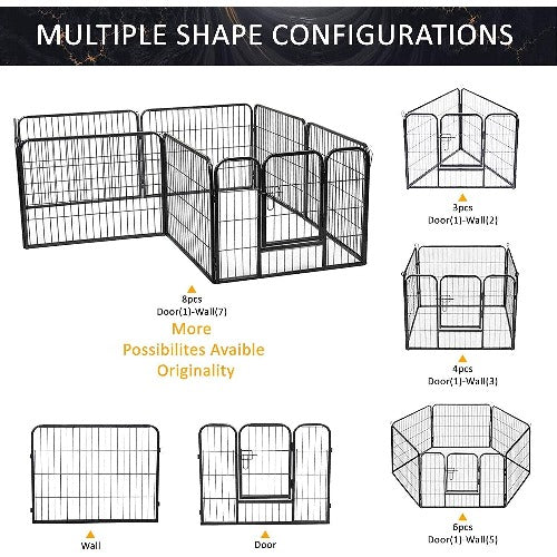 Antique White 24" H Heavy Duty Folding Metal Dog Exercise Pens Fence Gate Crate Kennel Cage Pet Playpen 8 Panel Metal Dog Fence - 8 Panels 24"H Foldable Collapsible Portable Exercise Kennels Pens Gate Crate Playpen
