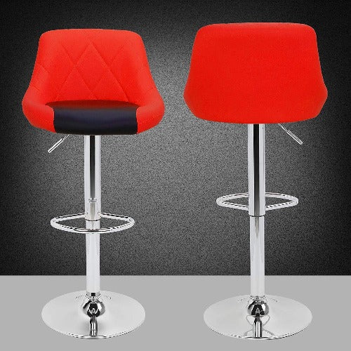 Red Modern Bar Stools (Set of 4) Faux Leather Bar Stools Adjustable 360 Degree Swivel Backrest Footrest Modern Counter Height Soft Cushion Padded Seat