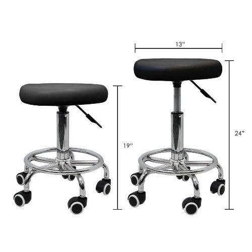 White Smoke Hydraulic Adjustable Rolling Stool w/Footrest Beauty Spa Salon Barber Tattoo(Black/White) Hydraulic Adjustable Rolling Stool with Footrest Swivel Faux Leather Soft Padded Cushion Seat With Footrest