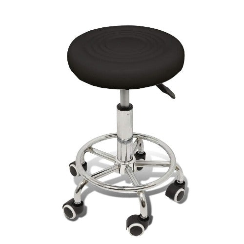 Gray Hydraulic Adjustable Rolling Stool w/Footrest Beauty Spa Salon Barber Tattoo(Black/White) Hydraulic Adjustable Rolling Stool with Footrest Swivel Faux Leather Soft Padded Cushion Seat With Footrest