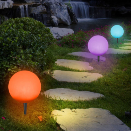 Cordless LED Ball Night Light, 11-inch Remote Control, 16 RGB Colors Magshion LED Landscape Lights, Solar Powered Outdoor Mood Light Round Ball Shape for Lawn, Garden, Back Yard and Pathway Decorations, Color Changing