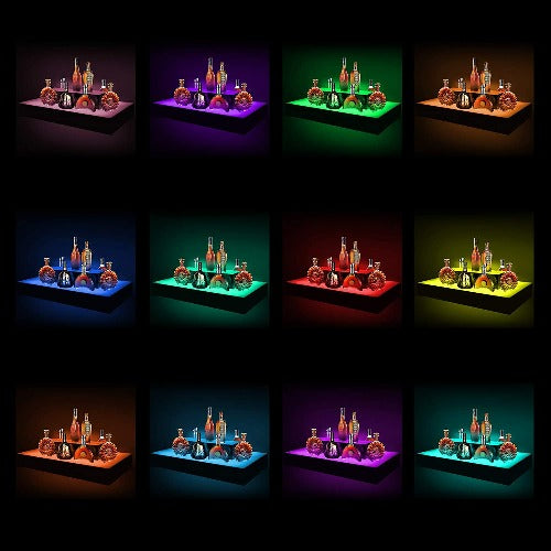 Black LED Liquor 2-Tier Shelf Display LED Liquor Shelf Night Light Club Party Event Decor Color Changing Rechargeable