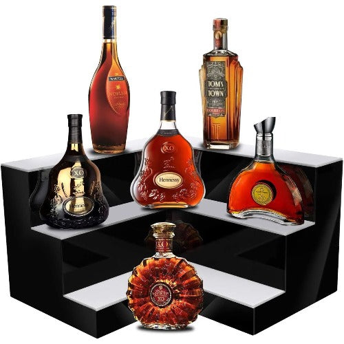 Dark Red LED Liquor 3-Tier Shelf Display,L Shape
