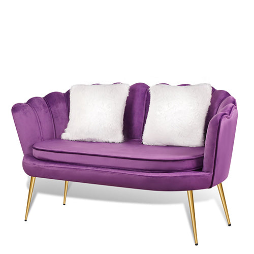 52in Tufted Velvet Loveseat with 2 Pillows Living Room Scalloped Back Cushion Padded Sofa for Small Apartment Space Saving Bedroom Makeup Accent Vanity Sofa