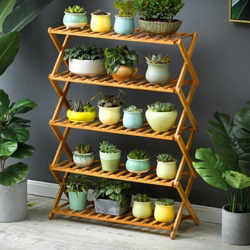 Saddle Brown 5 Tier Multiple Rack Shelf Flower Plant Rack Indoor& Outdoor Table Plant Stand Shelves