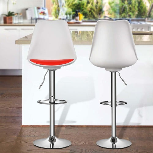 Set of 2 Soft Seat High Back Bar Stool Counter Height Adjustable Swivel Soft Cushion Padded Modern Style Seat Chair