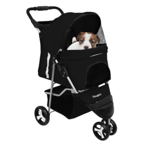 Black 2 in 1 Premium Quality Pet Cat Dog Stroller Travel Carrier Light Weight Small Breed Pet Stroller 3 Wheel Lightweight High Quality Cat Dog Carrier