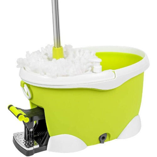 Yellow Green Smart Spin Mop Wringer Bucket Household Cleaning Kit With Foot Petal