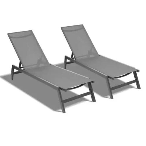Chaise Recliner Lounge Chair Cot Set of 2 Outdoor Lounger Recliner Chair For Patio Lawn Beach Pool Side Sunbathing