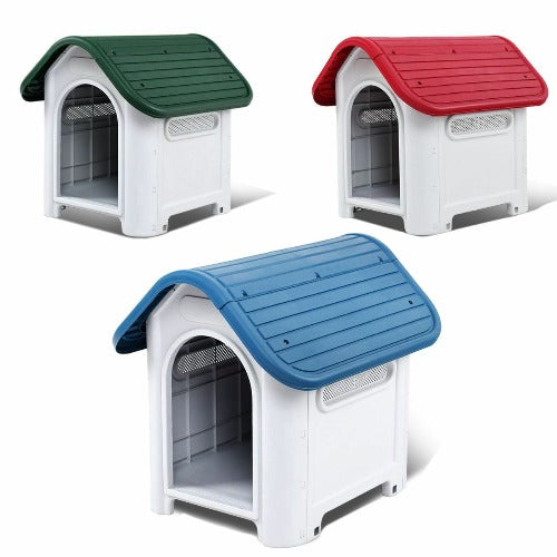 Steel Blue Waterproof Plastic Dog Cat Kennel Puppy House Indoor Outdoor Pet Up to 20LB Plastic Weatherproof Pet House - Small Portable Cat Dog Kennel Puppy Coop Indoor Outdoor