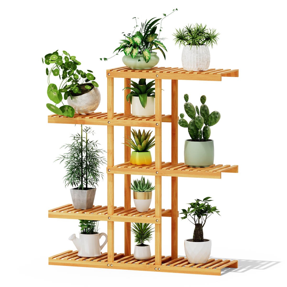 baoyouni indoor plant stands Heavy Duty Bamboo Plant Stand Flower Pot Tall Display Racks Indoor Outdoor Wood Shelf– Magshion Furniture