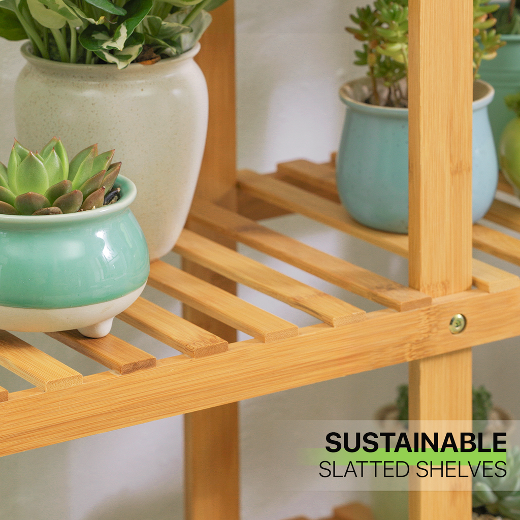magshion bamboo tall plant stand pot holder small space table Heavy Duty Bamboo Plant Stand Flower Pot Tall Display Racks Indoor Outdoor Wood Shelf– Magshion Furniture