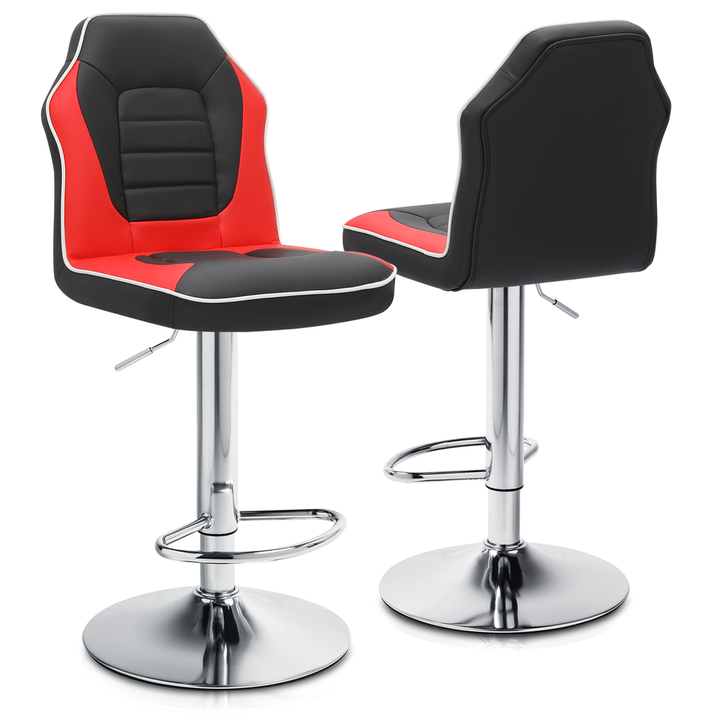 Faux Leather Racing Seat Style Bar Stool Counter Height Soft Cushion Padded With Back Footrest Magshion Furniture