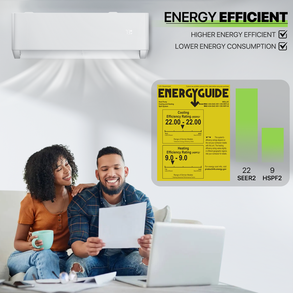 12000 BTU Split Air Conditioner Cooling Heating Function WIFI APP Magshion Furniture