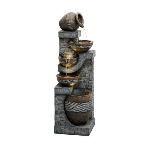 Cliffdell Resin Outdoor Fountain with Light Relaxing Garden Decor Zen Water