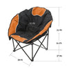 2pc Folding Padded Round Camping Beach Chair with Storage & Carry Bag - Size Set of 2 Orange Nylon Fabric Camping Chairs Portable Foldable Collapsible Comfortable Outdoor Camping Picnic Beach Chair