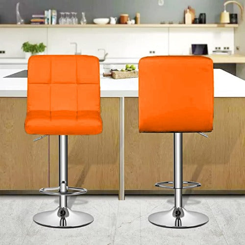 Deluxe Leathered Bar Stools Padded Seat Soft Cushion 360 degree Swivel Adjustable with Footrest