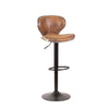 Leathered Curved Seat Bar Stools Counter Height Adjustable Swivel Soft Cushion Padded Seat with Footrest