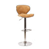 Leathered Curved Seat Bar Stools Counter Height Adjustable Swivel Soft Cushion Padded Seat with Footrest