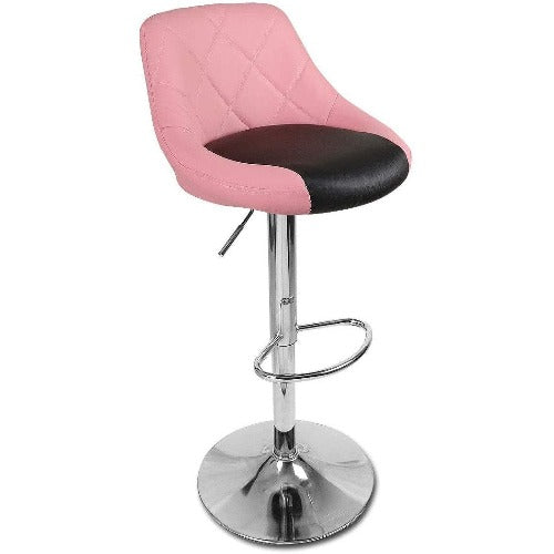 Light Pink Modern Bar Stools (Set of 4) Faux Leather Bar Stools Adjustable 360 Degree Swivel Backrest Footrest Modern Counter Height Soft Cushion Padded Seat