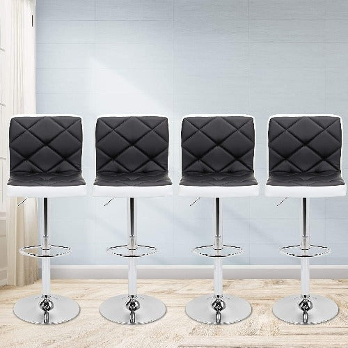 Dark Slate Gray Faux Leather Bar Stools, Square (Set of 4) Deluxe Leathered Bar Stools Padded Seat Soft Cushion 360 degree Swivel Adjustable with Footrest