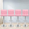 Light Pink Faux Leather Bar Stools, Square (Set of 4) Deluxe Leathered Bar Stools Padded Seat Soft Cushion 360 degree Swivel Adjustable with Footrest