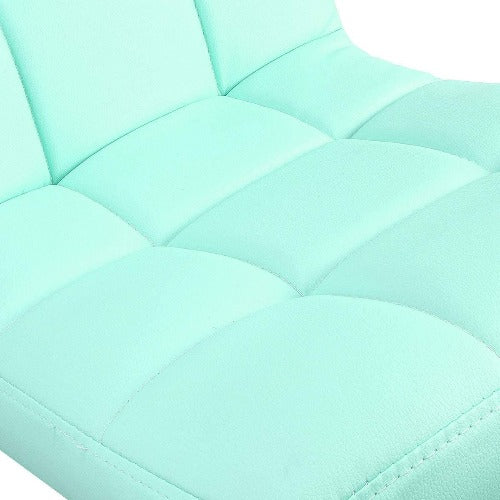 Pale Turquoise Faux Leather Bar Stools, Square (Set of 4) Deluxe Leathered Bar Stools Padded Seat Soft Cushion 360 degree Swivel Adjustable with Footrest