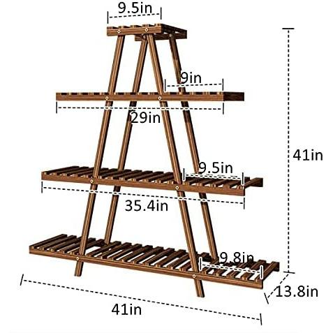 Sienna 4 Tier Pine Wood Plant Stand Indoor Outdoor Multi Tiered Tall Planters Flower Pot Shelves Display Rack Holder 4-Tier Pine Wood Plant Stand Flower Pot Display Racks Shelf Heavy Duty Indoor Outdoor Muti-tier