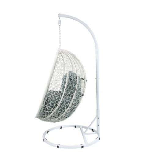 ACME Simona Patio Swing Chair with Stand and Cushion Outdoor Balcony Accent Seat