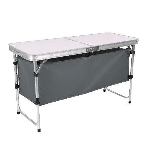 Dim Gray Folding Camping Picnic Table w/Extended Panel, Compact Aluminum Lightweight Picnic Table Multi-Function BBQ Food Preparation Outdoor Indoor Kitchen Utility Table