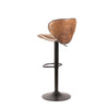 Leathered Curved Seat Bar Stools Counter Height Adjustable Swivel Soft Cushion Padded Seat with Footrest