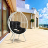 ACME Galzed Patio Lounge Chair Black Fabric White Wicker With Cushion Balcony Seat