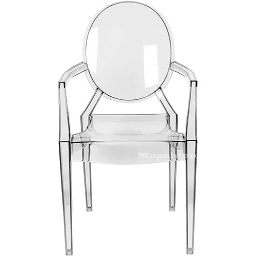 Polycarbonate Ghost Chair Transparent Clear Smoke Vanity Accent Side Indoor Outdoor Seats