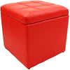 Square Leathered Ottoman Storage Vanity Accent Soft Cushion Padded Seat End of Bed Bench